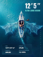 SOLAVERO Opblaasbaar Stand-Up Paddle Board, Extra Groot SUP met Zitje, Premium Accessoires, Antislip EVA-dek voor Tieners en Volwassenen, Draagvermogen 272 kg, Avontuurlijk Paddle Board voor Meren en Rivieren