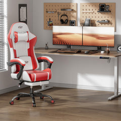 Ergonomische Bureaustoel -  Office Chair - Gamestoel - Volwassenen - Wit/Rood - HLDIRECT