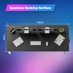 Bureau - Computerbureau - Computertafel - 160x60 cm - Zwart - SANODESK