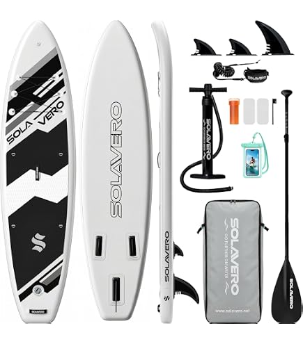 SOLAVERO Opblaasbaar stand-up paddleboard 335cm, met hoogwaardige SUP-accessoires - Extra breed en stabiel ontwerp met antislip EVA-dek, SUP-paddleboard voor volwassenen en tieners van alle leeftijden, tot 200kg