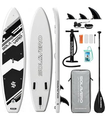 SOLAVERO Opblaasbaar stand-up paddleboard 335cm, met hoogwaardige SUP-accessoires - Extra breed en stabiel ontwerp met antislip EVA-dek, SUP-paddleboard voor volwassenen en tieners van alle leeftijden, tot 200kg