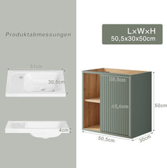 Wastafelkast - Wastafelmeubel - Wastafelonderkast - 50,5 cm - Groen - UEV