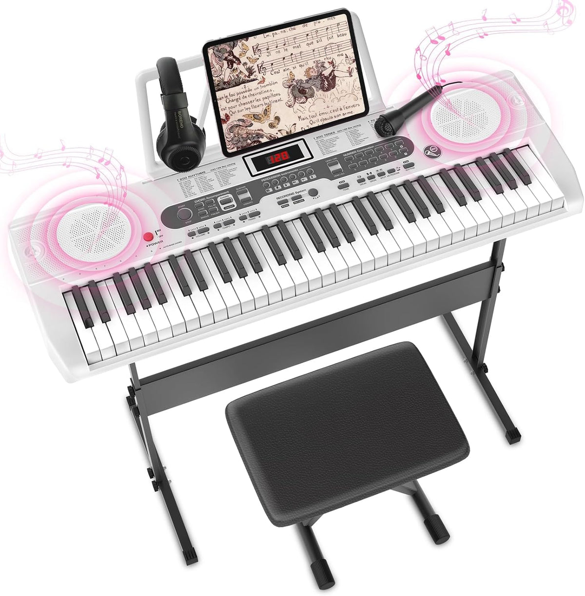 Keyboard - Digitale piano - Piano - 61 toetsen - Wit