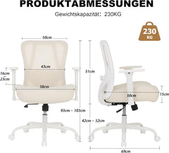 Ergonomische Bureaustoel -  Office Chair - Gamestoel - Volwassenen - Beige - UEV