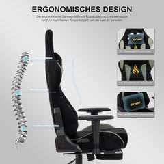 Ergonomische Bureaustoel -  Office Chair - Gamestoel - Volwassenen - Zwart/Groen - Symino