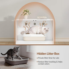 FOBYFURNY Kattenbak, verborgen kattenbak, meubel, kattenkast met drukdeuren en ventilatiegaten, minimalistisch kattenhuis, woonkamer, 80 x 50 x 51,5 cm, wit