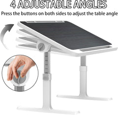 Laptoptafel - Bijzettafel - Verstelbaar - 60x40 cm - Wit/Zwart - ST