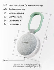 Momcozy Draagbare geluidsmachine met nachtlampje, witte ruisgeluidsmachine voor baby's, 20 rustgevende geluiden, geluidstherapie, duurzame prestaties, timer, clips op kinderwagen, babyshower, groen