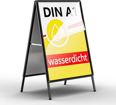 Weerbestendige DIN A1 dubbelzijdig klantenstopper outdoor, reclamedisplay poster staander voor binnen en buiten voor 2 affiches, incl. beschermfolie & met afgeronde hoeken (A1, zwart)