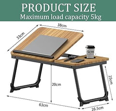 Bedtafel - Laptoptafel - Bank tafeltje - Ontbijttafeltje - 63x27x33 cm - Bruin - ST