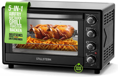 Stillstern CYCLONE PRO+ Mini-oven met convectie 35L, Pizza Ø28, CYCLONE PRO+ anti-aanbaklaag, ontdooien, 2-uurs timer, camping mini oven hete lucht pizzaoven mini-oven kleine kippengrill