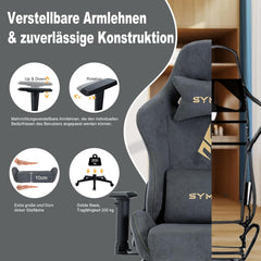Ergonomische Bureaustoel -  Office Chair - Gamestoel - Volwassenen - Grijs - SYMINO