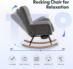 Schommelstoel - Fauteuil met armleuning - Relaxfauteuil - Relaxstoel - Grijs - FLEXISPOT