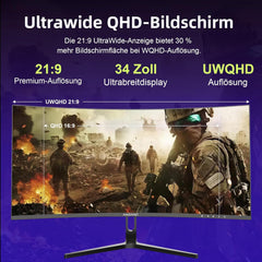 Gaming Monitor - Beeldscherm computer - 34 inch - Curved - 165Hz - QHD - Amzfast