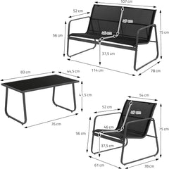 Tuinset - 4 personen - Loungeset - Tuinmeubels - Zwart - ML-Design