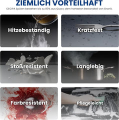 Spoelbak - Wasbak - Keuken - Graniet - 78x45 cm - Zwart - CECIPA