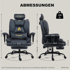 Ergonomische Bureaustoel -  Office Chair - Gamestoel - Volwassenen - Grijs - SYMINO