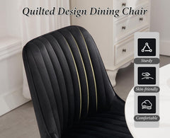 chairus Eetkamerstoelen, fluweel, metalen poten, gestoffeerd, modern, set van 2,  bekleding, metalen poten, gewatteerd, modern design, voor keuken, eetkamer, woonkamer, zwart