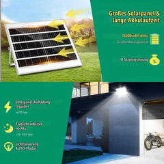 Aigostar -Solar Led-spot voor buiten met groot zonnepaneel, kabel van 5 m, dimbaar, 3000 K/4500 K/6500 K, 16000 mAh, grote batterijcapaciteit, IP66, solarlampen voor buiten, tuin, zonnelamp met