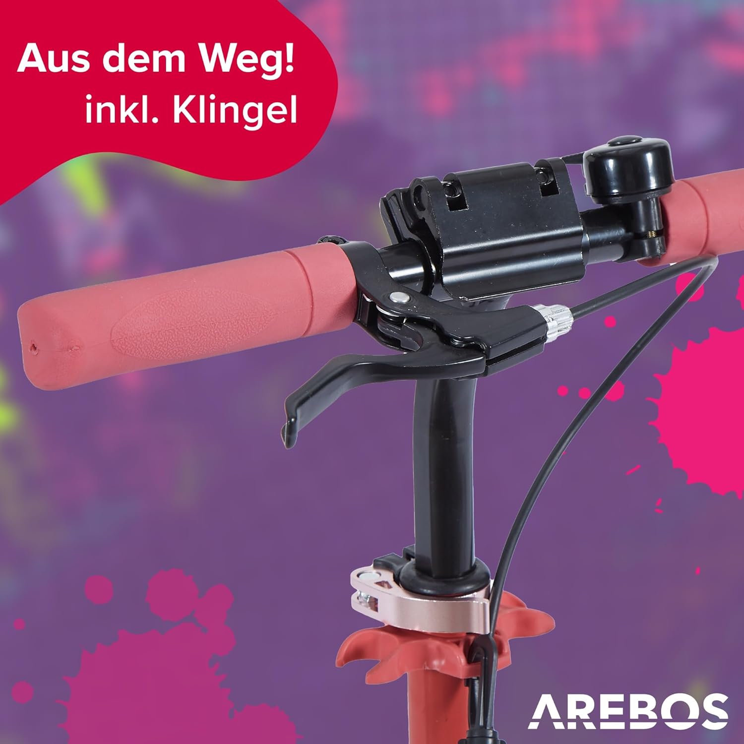 Kinderstep - LED Wielen - Verstelbaar - Vouwbaar - Rood - Arebos