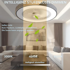 Plafondventilator met verlichting - Plafondlamp met ventilator - Dimbaar - Ø50cm - YuYe