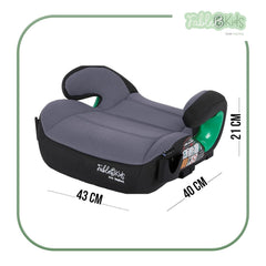 FableKids Isofix Zitverhoger, 3-punts veiligheidsgordel, kinderzitverhoging tot 5 jaar, autostoel voor kinderen, 125-150 cm, met bekerhouder, ECE R129/03, grijs