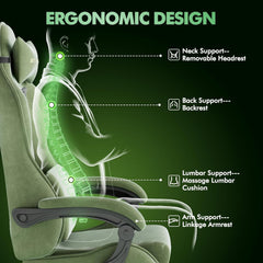 Ergonomische Bureaustoel -  Office Chair - Gamestoel - Volwassenen - Groen - ST