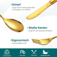 Bestekset 12 persoons - Bestek set - 48-delig - Goud - Vancasso