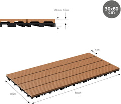 Terrastegels - Vlondertegels - Kunststof - 60x30 cm - 6 stuks - Lichtbruin - ECD Germany