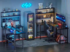 Gaming bureau - Gaming desk - Hoekbureau - 150x50 cm - Zwart - HLDIRECT