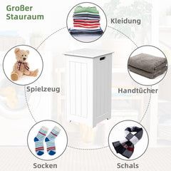 Wasmand met deksel - 30x30x61 cm - Wit - COSTWAY