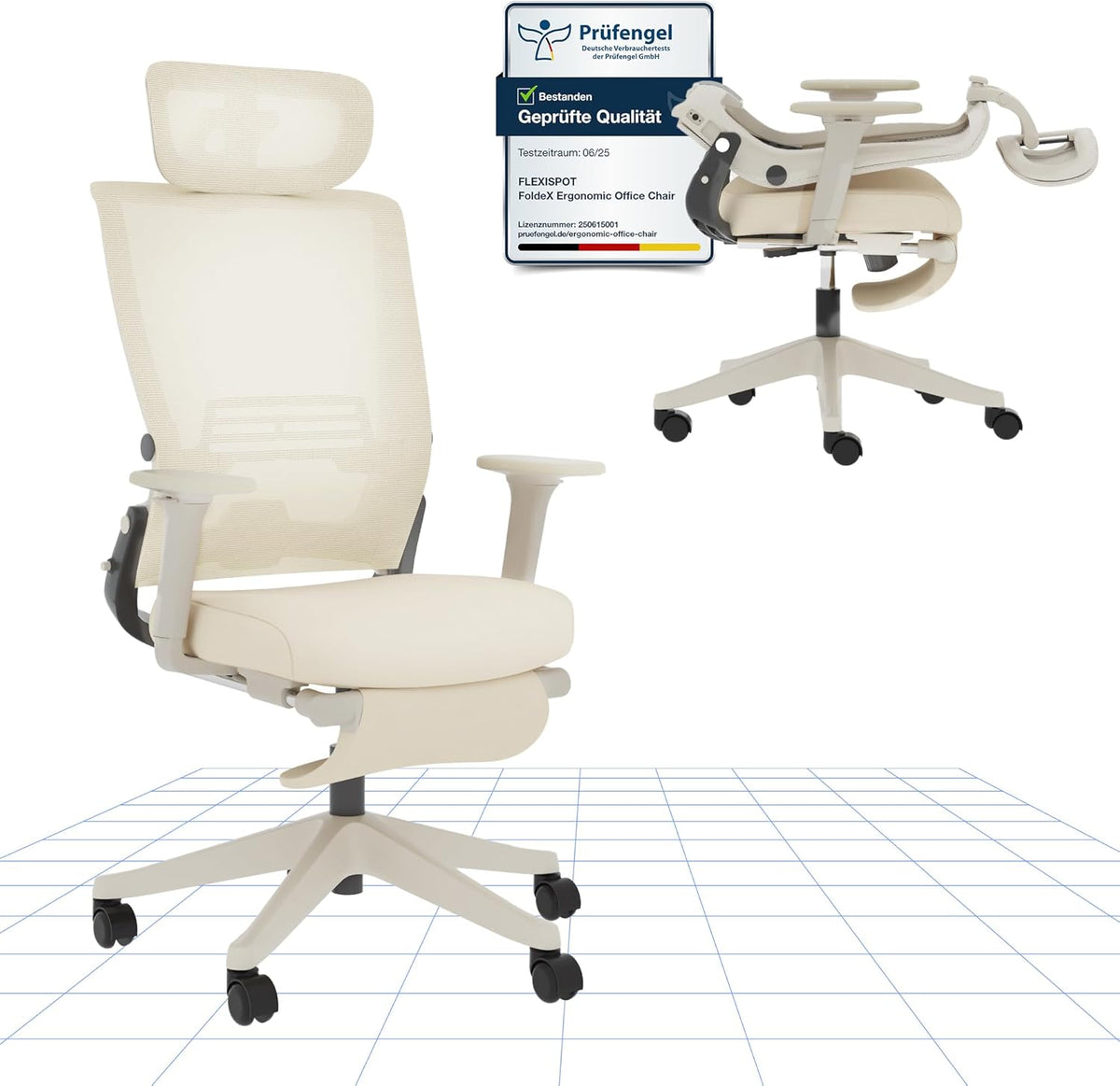 Ergonomische Bureaustoel -  Office Chair - Gamestoel - Volwassenen - Wit - FLEXISPOT