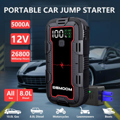 Jumpstarter voor auto - Starthulp - 12V - 5000A - Zwart - BSMOOM