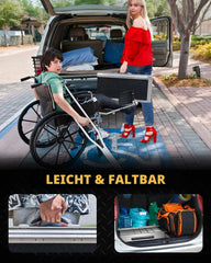 PURFINO Rolstoelhelling, 122 cm, belastbaar tot 363 kg, antislip aluminium, inklapbare rolstoelhelling met carborundum bekleding voor treden, deurdrempel, stoepranden, trappen en auto's