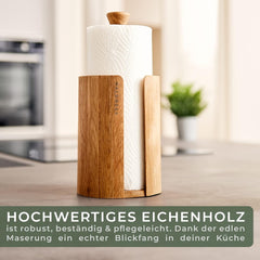 WALDWERK Zewa Keukenrolhouder van echt eikenhout, staand voor alle gangbare keukenrollen, plasticvrije keukenpapierhouder
