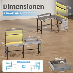 Gaming bureau - Gaming desk - Hoekbureau - 150x100 cm - Grijs - HLONONE