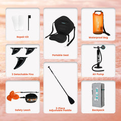 FunWater SUP opblaasbaar stand-up paddleboard, 335x84x15cm, Oranje/Wit