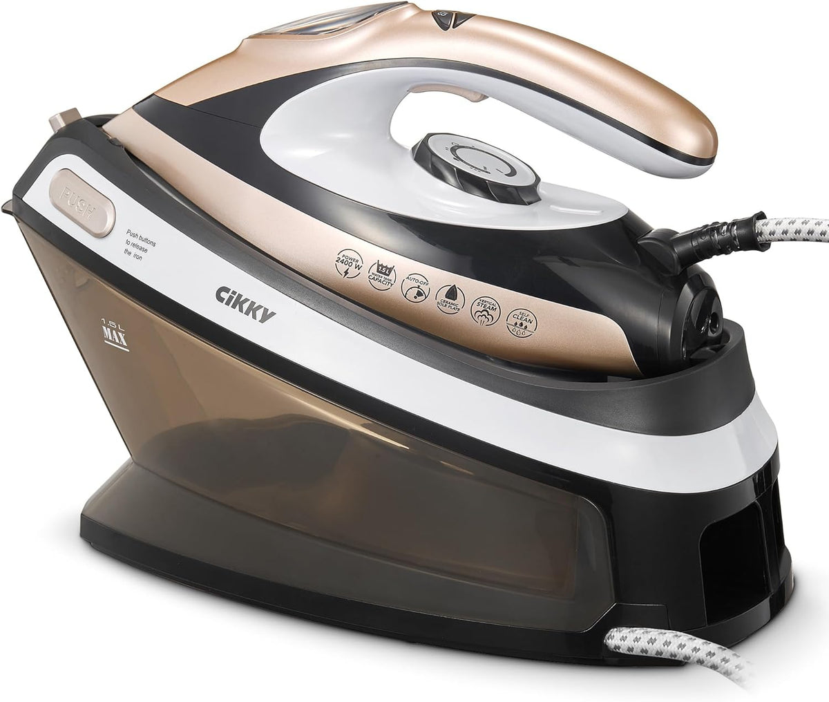 Stoomstrijkijzer met stoomgenerator - Met station - 2400W - Zwart - CIKKY