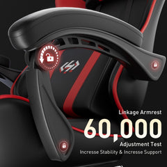 Ergonomische Bureaustoel -  Office Chair - Gamestoel - Volwassenen - Zwart/Rood - HLFURNIEU