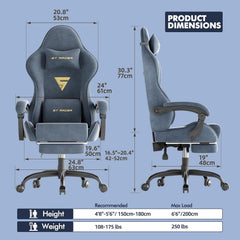 Ergonomische Bureaustoel -  Office Chair - Gamestoel - Volwassenen - Grijs - ST