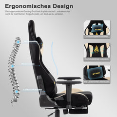 Ergonomische Bureaustoel -  Office Chair - Gamestoel - Volwassenen - Zwart/Beige - Symino
