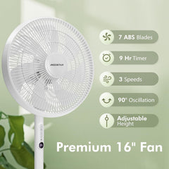 Ventilator staand - Statiefventilator - Staande ventilator - Verstelbaar - Wit - Aigostar