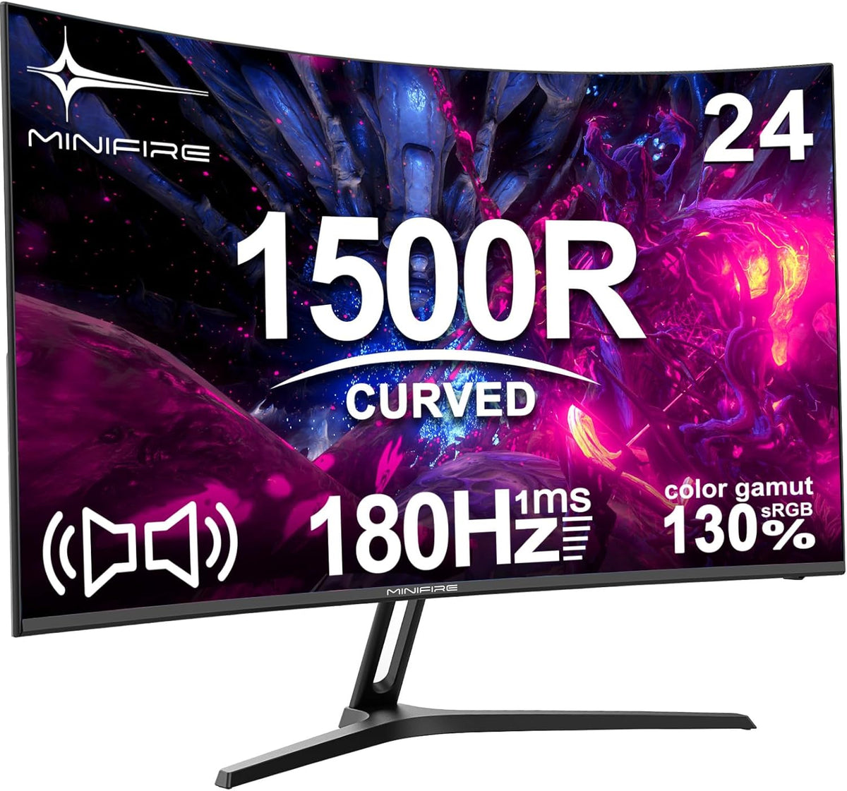 Gaming Monitor - Beeldscherm computer - 24 inch - Curved - 180Hz - FHD - Minifire