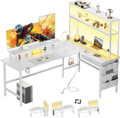Gaming bureau - Gaming desk - Gaming tafel - 170x100 cm - Wit - HLONONE