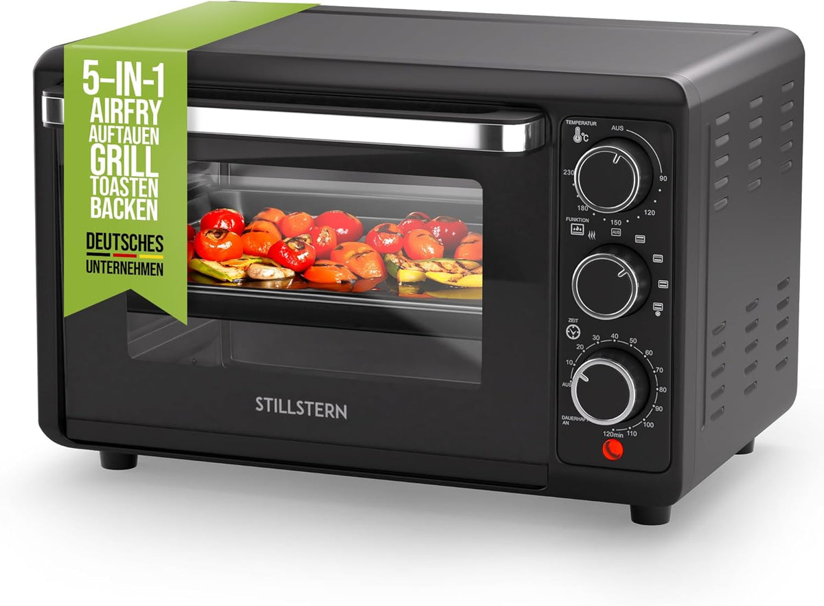 Vrijstaande oven - Hetelucht oven - 18 Liter - 1300W - Zwart - Stilstern