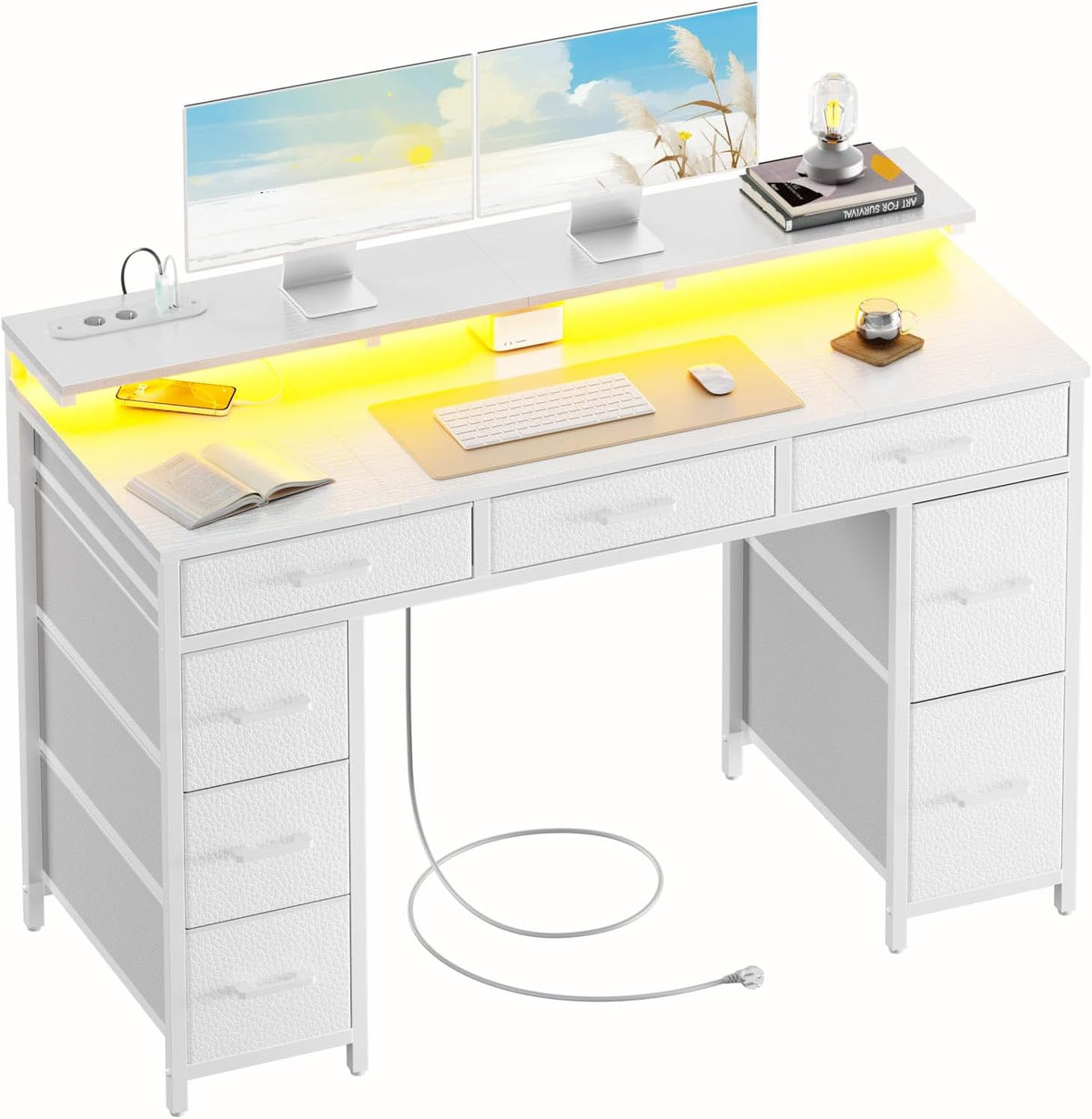 Bureau - Computertafel - Computerbureau - 120x50x74 cm - Wit - HLONONE •
