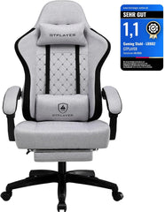 GTPLAYER Gaming-stoel, bureaustoel met pocketveringkussen, 150 kg, ergonomische computerstoel met hoge rugleuning, met lendensteun FG - LR002
