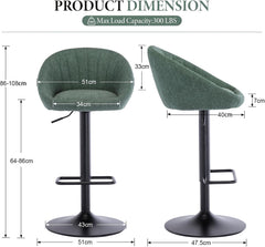 Barkrukken set van 2 - Barstoel met rugleuning - Barkruk - Barstoelen - Groen - Ya-Home