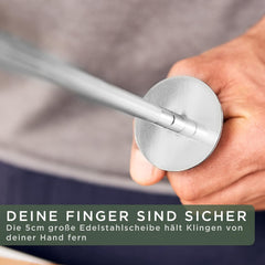 WALDWERK Premium aanzetstaal - messenslijper van gehard staal en met elegant houten handvat - 100% plasticvrij aanzetstaal voor messen - hoogwaardige messenslijper - messen slijpen als een