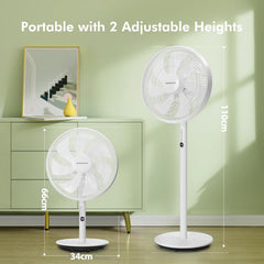 Ventilator staand - Statiefventilator - Staande ventilator - Verstelbaar - Wit - Aigostar